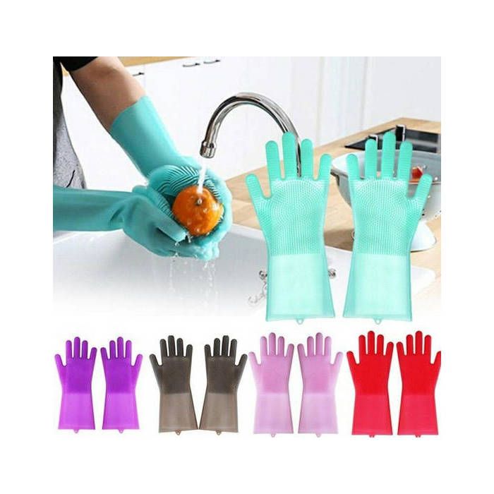 Paire Gants en silicone magiques pour le lavage de la vaisselle (couleur aléatoire)