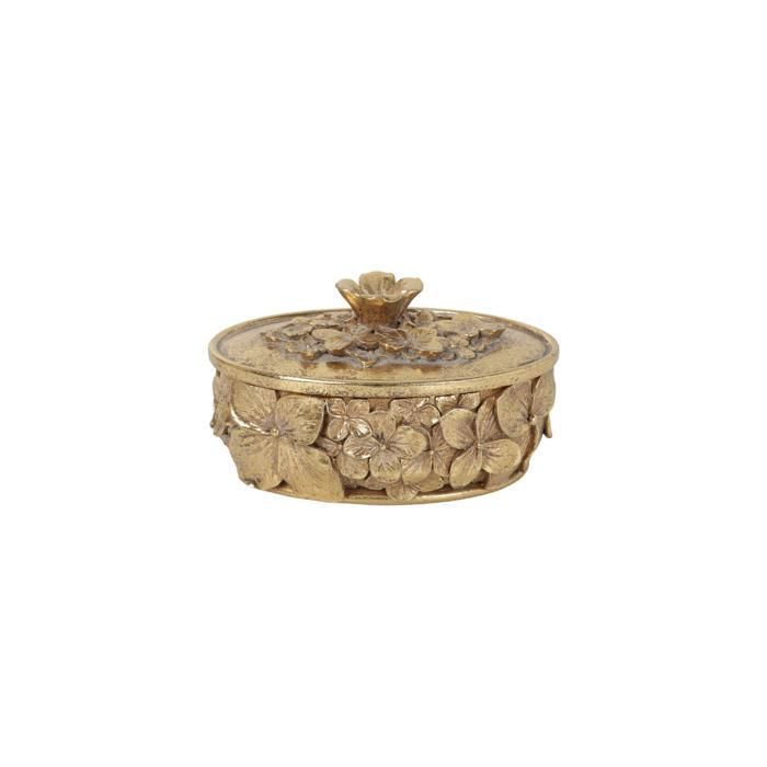 Boîte à bijoux - FLORAL - Polyrésine dorée - 13x10x7 cm - Design floral - Élégance chic