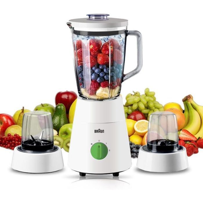 Braun Blender 2 vitesses + Pulse - 1,75 L  - 500 W Blanc/Vert
