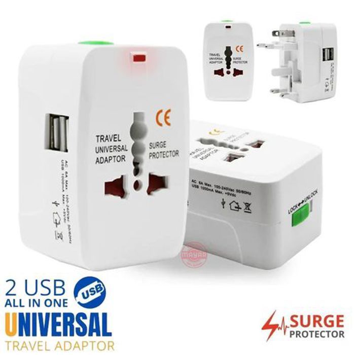 Adaptateur de voyage - Universel - 2 ports USB - UK / EU / AU - Compact et portable - Charge rapide