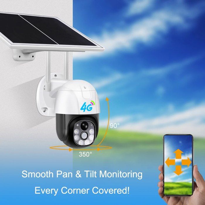 Caméra de surveillance - V380 HD - Solaire - Vision nocturne - Audio bidirectionnel