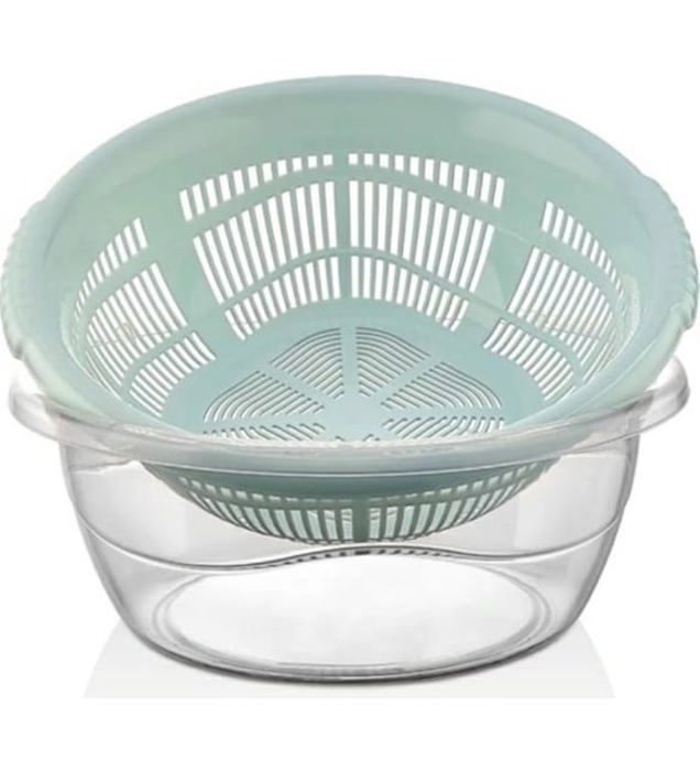 Passoire avec bol - SEV - 4,5 lt - Transparente - Plastique - Vert