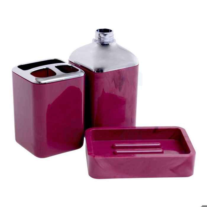 Ensemble de salle de bain 3 pièces carré imprimé double - FREE HOME