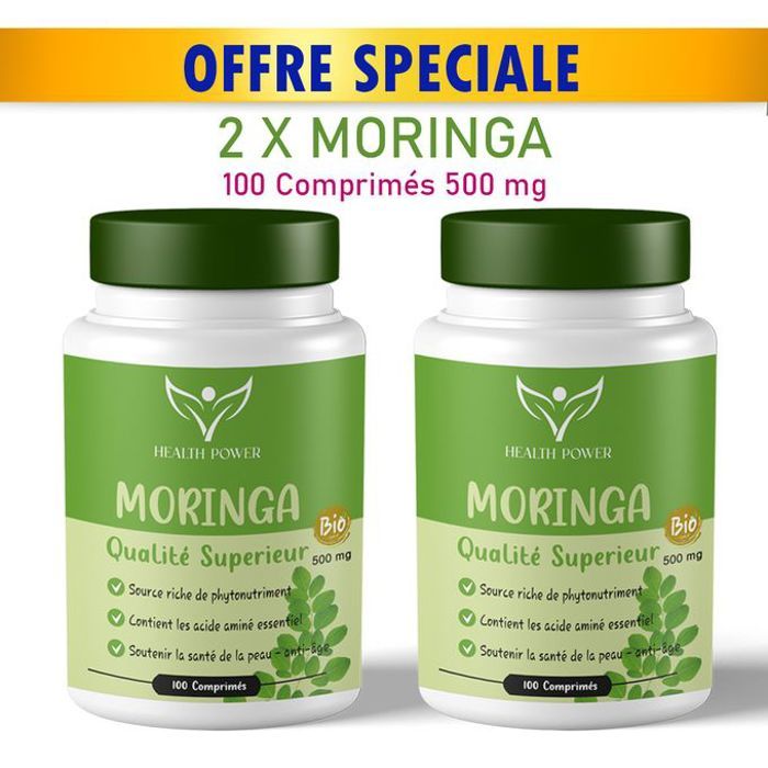 Pack 2 x boites de Moringa Bio 100 Comprimés 500 MG