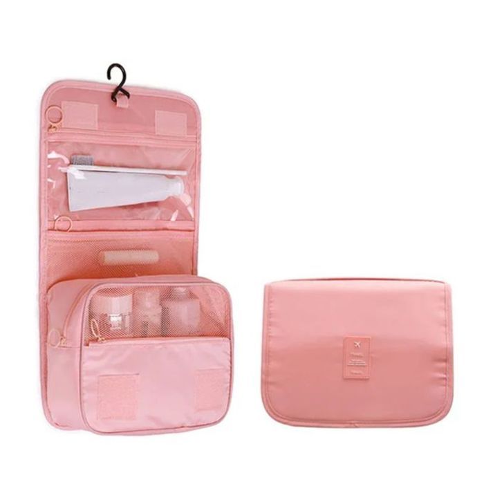 Sac de maquillage de voyage pour femmes en Nylon - Rose