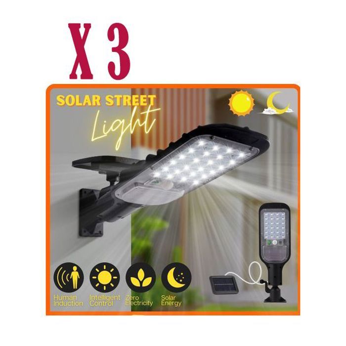 Réverbères solaires extérieurs 120w 3 pcs