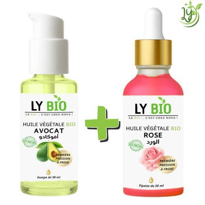 Huile Végétale - LYBIO - Pack Avocat et Rose - 50ml - Hydratant - Mixte