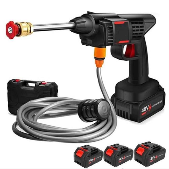 Pistolet nettoyeur Voiture de haute pression avec 3 batteries 48V