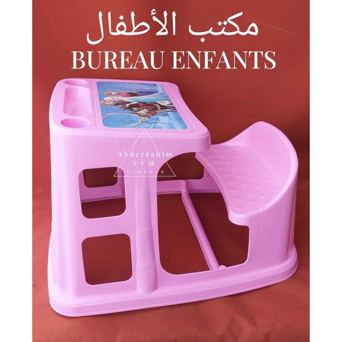 Bureau Enfant en Plastique avec Motif "Reine des Neiges" - Rose