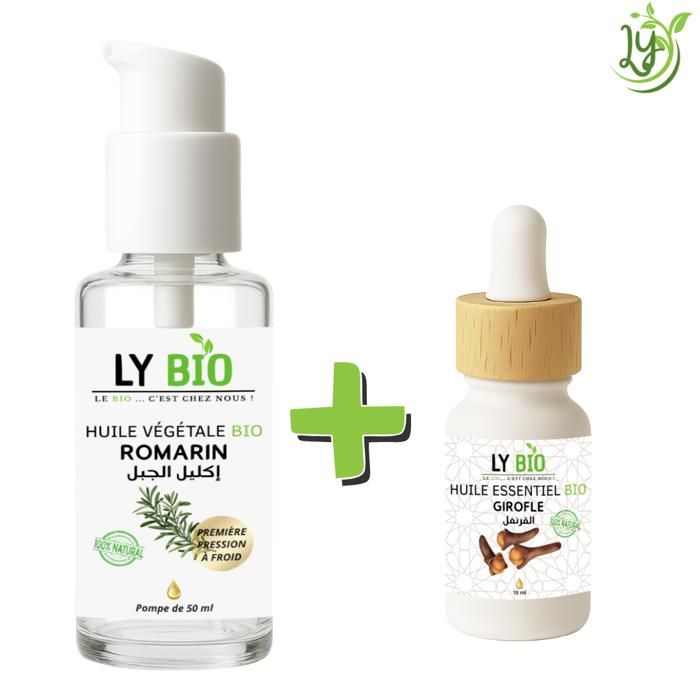 LYBIO PACK HUILE ROMARIN 50ml - POMPE + HUILE ESSENTIEL GIROFLE 10ML
