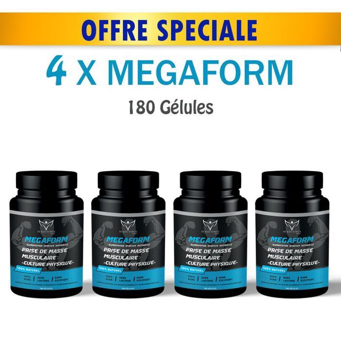 Pack 4 x boites de Megaform - Prise De Masse Musculaire - 180 Gelules