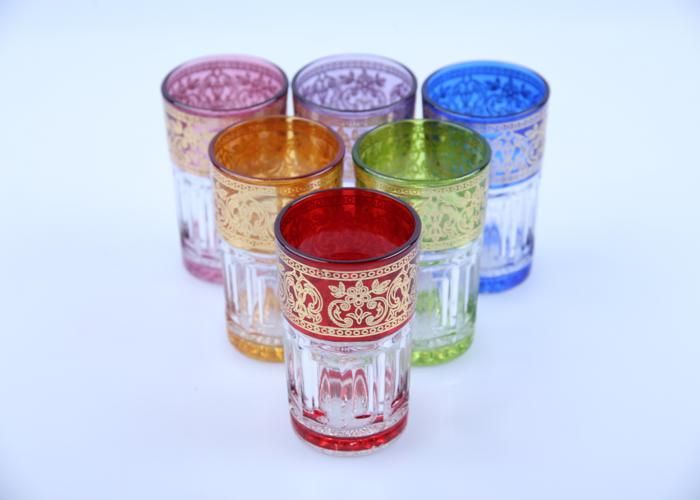 6 Verres à Thé Prestige Oriental Doré Coloré