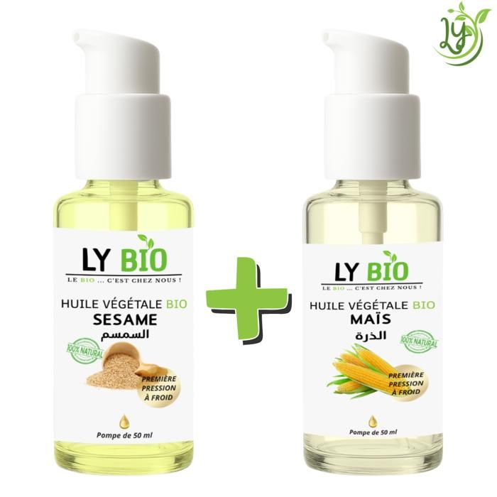 Pack Huile - LYBIO - Sésame et Maïs - 50ml - Hydratant - Mixte - Usage Quotidien