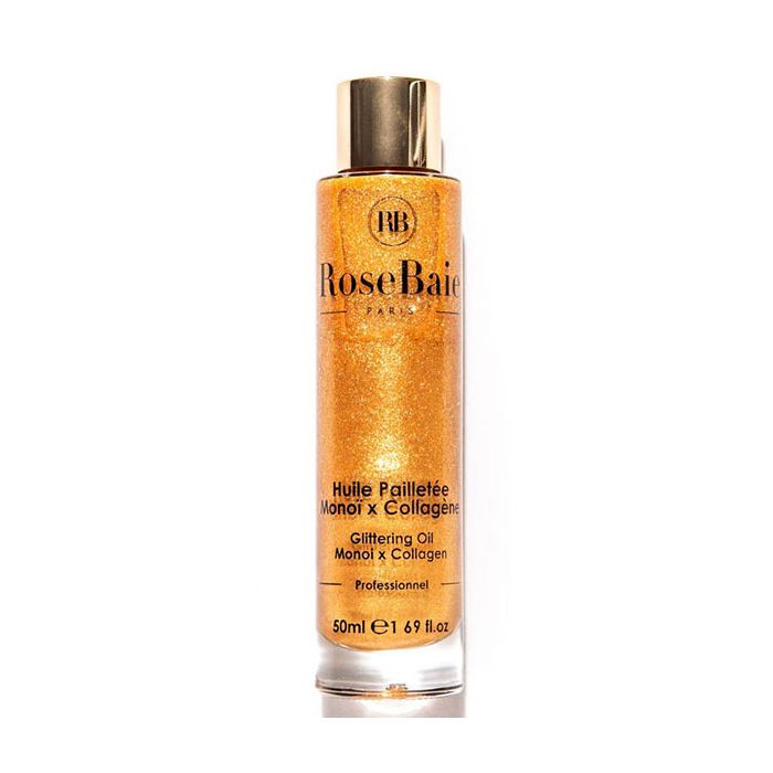 Huile Pailletée - Rosebaie - Monoï x Collagène - 50ml - Hydratation - Brillance - Tous types de cheveux