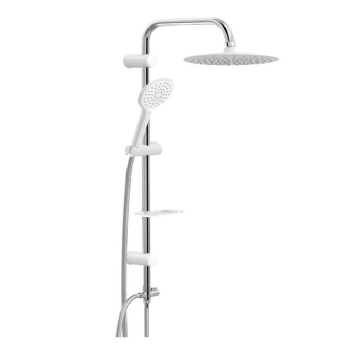 Ensemble de Douche - EZ-1230 - Blanc et Chromé - Design Moderne - Installation Facile - Accessoires Inclus