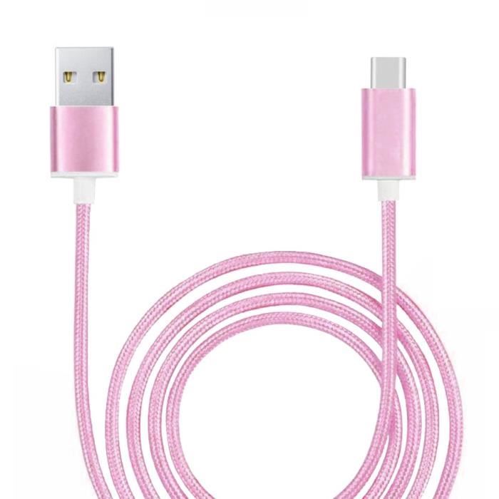 Typ C-kabel - Samsung - Galaxy S23 Ultra - Flätad Nylon - Laddning - Synchronisering - Rosa
