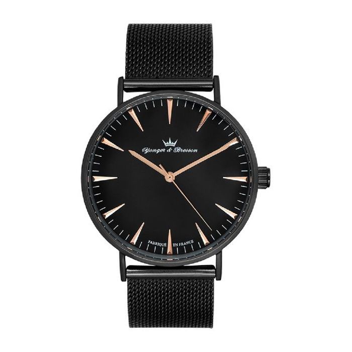 Montre - YONGER & BRESSON - HMN075/AM - Noir - Bracelet en acier milanais - Étanchéité 3 ATM