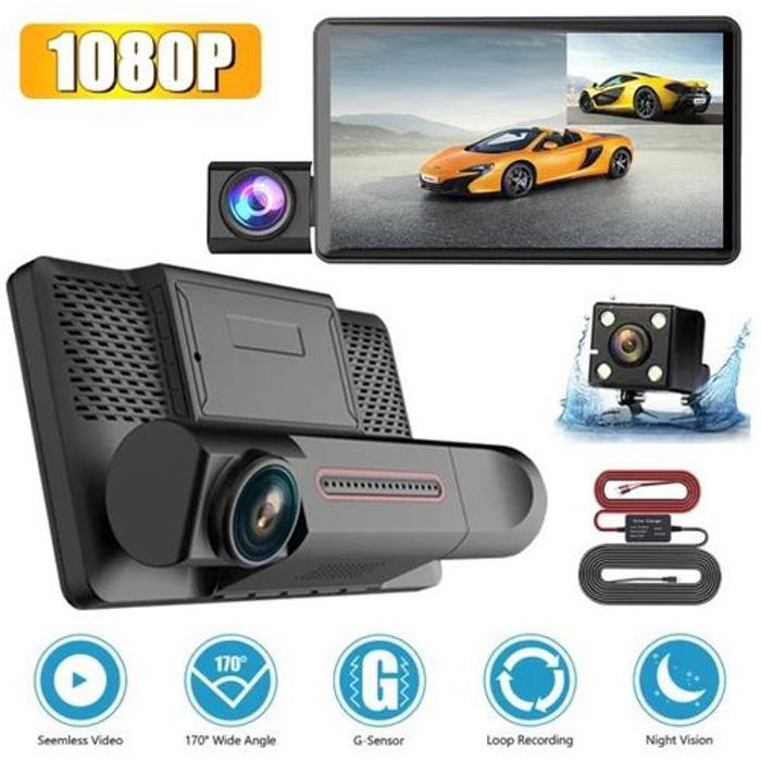 Caméra de Tableau de Bord de voiture HD 1080P avec triple Enregistrement vidéo
