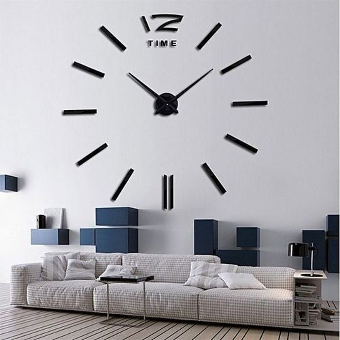 As Seen On Tv Horloge Murale 3D Originale Design grand format  - Noir
