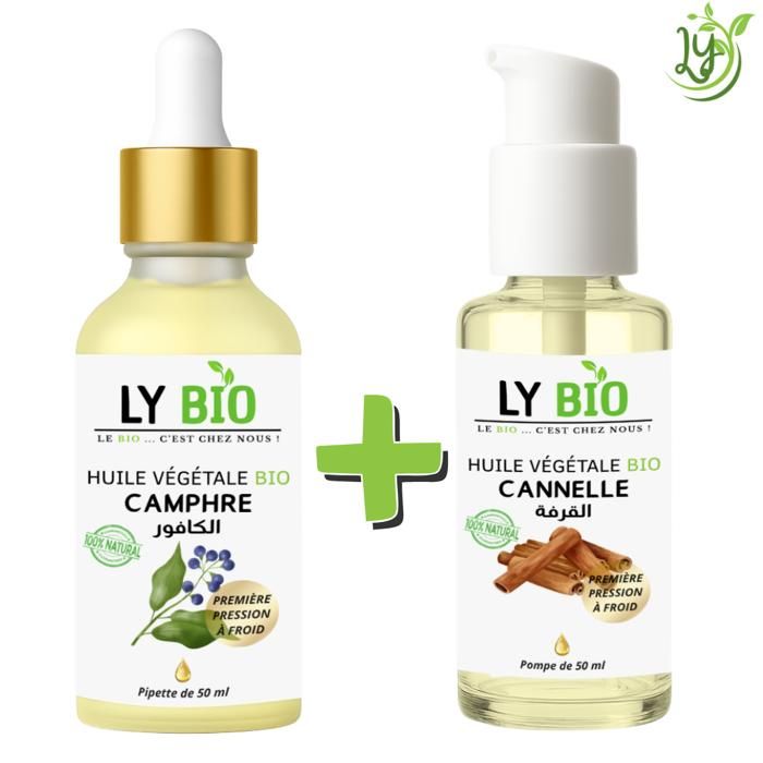 LYBIO PACK HUILE CAMPHREE 50ML - PIPETTE + HUILE CANNELLE 50ML - POMPE
