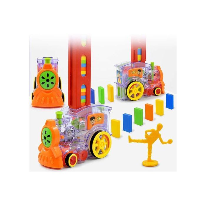 Train Domino ensemble de blocs de construction électrique, Train de construction et d'empilage modèle de Train jouets pour enfants