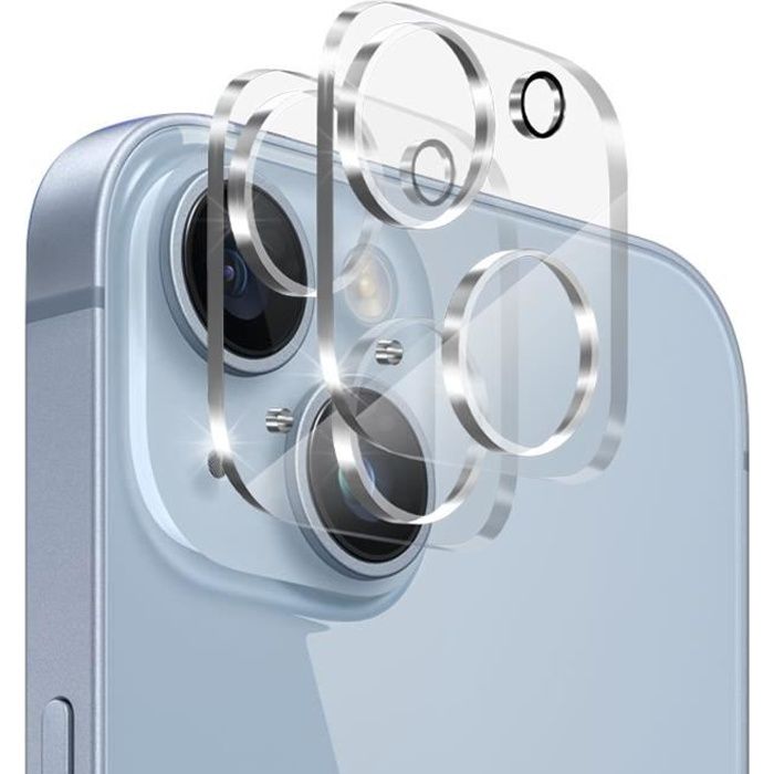 Skyddsglas Kamera för iPhone 15 - iPhone 15 Plus [Paket med 2] Härdat Glas Bakre Kamera Skydd Film Phonillico®