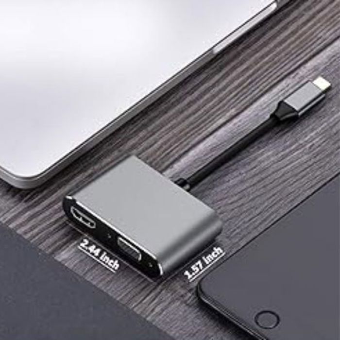 Adaptateur USB C 3.1  vers HDMI VGA, adaptateur Type-C vers VGA HDMI pour double moniteur, convertisseur vers HDMI et  VGA
