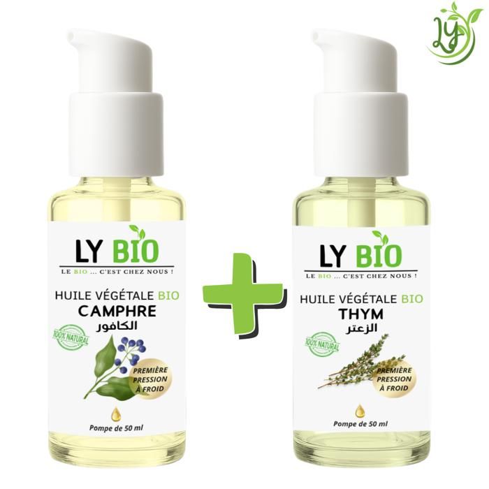 LYBIO PACK HUILE CAMPHREE 50ML - POMPE + HUILE THYM 50ML - POMPE