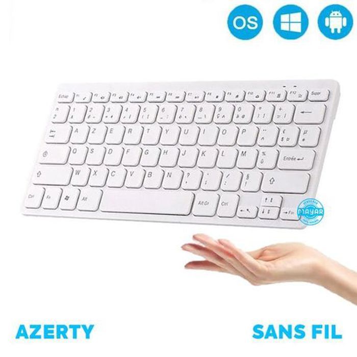 Clavier sans fil - AZERTY - Mini clavier - 78 touches - Plug and Play - Compatible Android/iOS/Windows