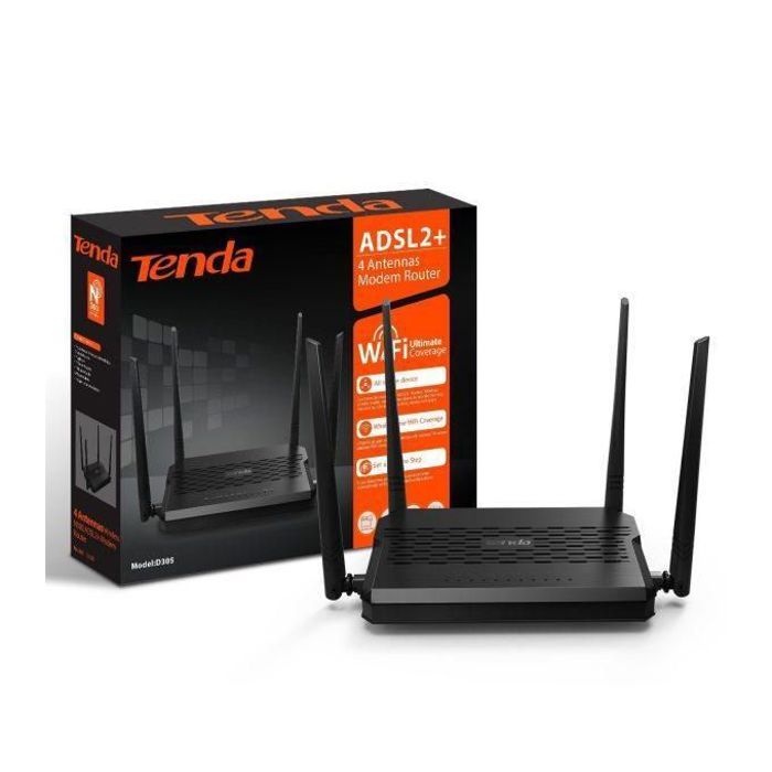 tenda Modem Routeur sans fil D305 Wireless N300 ADSL2+ avec USB sharing