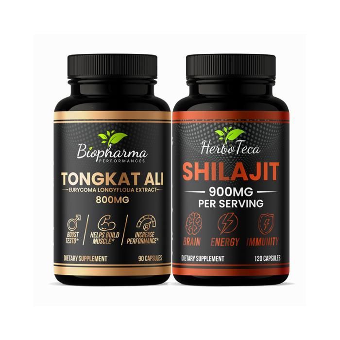PACK PROMO  ENERGY & TEST BOOST TONGKAT ALI 800mg 90 caps + SHILAJIT 900mg 120 caps
