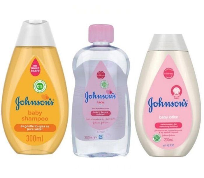 Johnson's Baby Shampoing 300 ml & Baby Oil - 300ml & Lotion Soft pour bébé 200ml