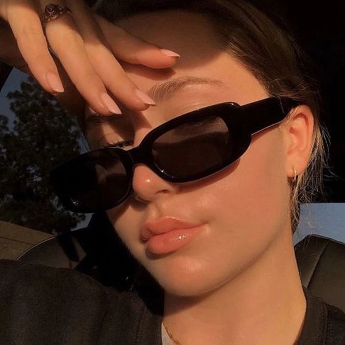 Lunettes de soleil rétro rectangles pour femmes tendance - noir