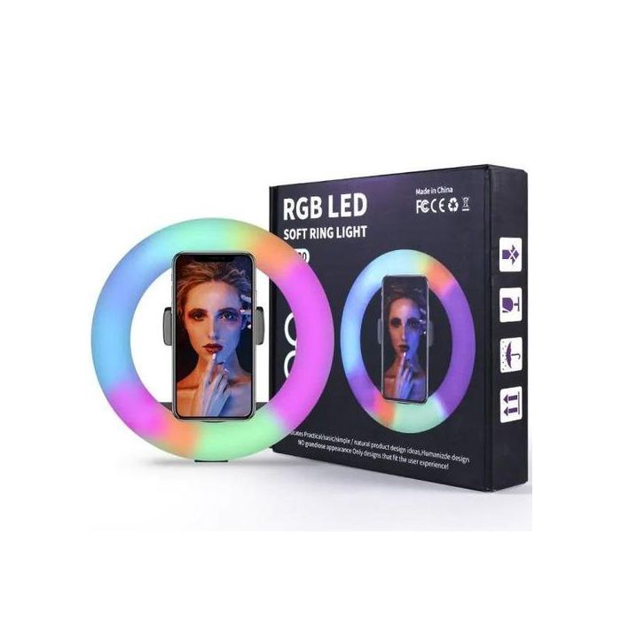 Anneau lumineux LED à motif RVB de 20 cm, Ring light pour Youtube
