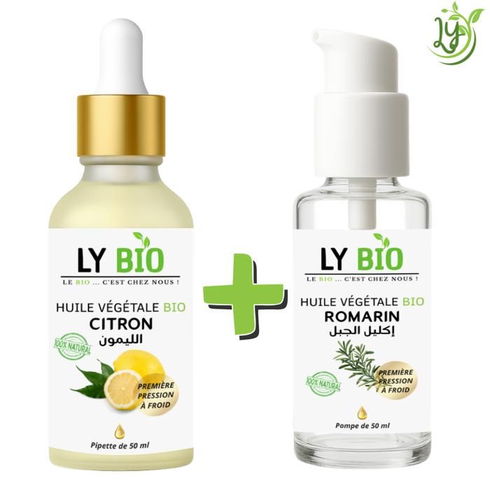 LYBIO PACK HUILE CITRON 50ML - PIPETTE + HUILE ROMARIN 50ML - POMPE
