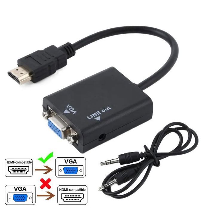 Adaptateur HDMI vers VGA 1080P, Convertisseur HDMI Mâle à VGA