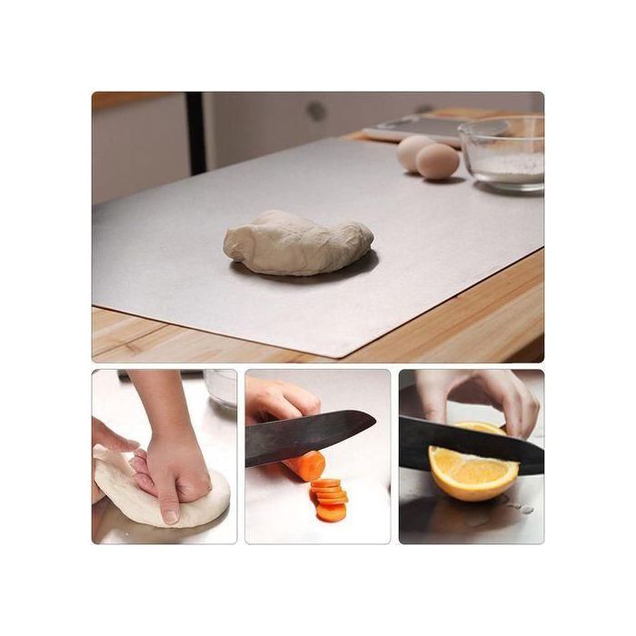 Planche à Découper Inox Double Face avec Rebord en L – Acier Inoxydable Alimentaire – Hygiénique, Antirouille et Durable