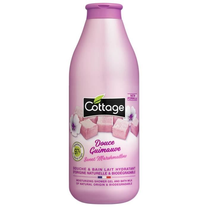 Douche & Bain - COTTAGE - Lait Hydratant Guimauve - 750ml - Sans Parabène - Mixte