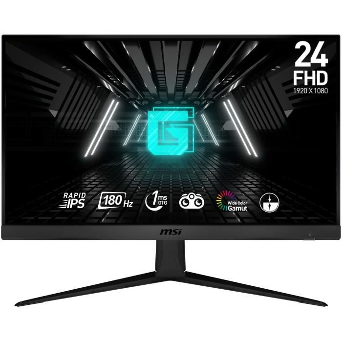 Écran PC Gamer - MSI - G2412F - 24" - Dalle Fast IPS - FHD - 1 ms - 180 Hz - Adaptive Sync - DP + HDMI - Compatible VESA