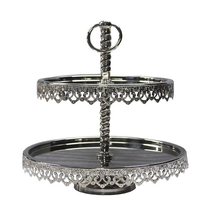SERVITEUR GATEAU 2NIVEAU VERRE MERCURISE PRESTIGE 26,67CM