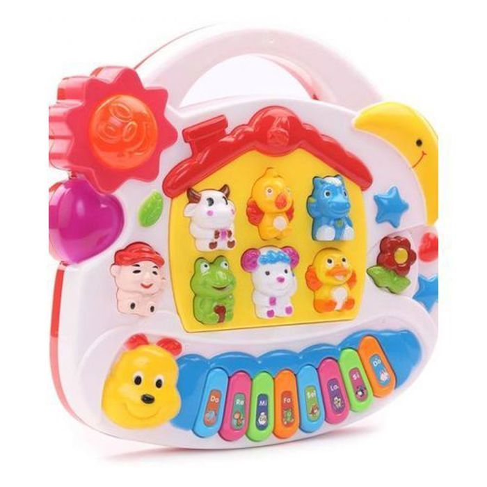 Piano musical éducatif - Cartoon - Sons des animaux - Multicolore - 30 cm - Pour enfants de 12 mois à 3 ans