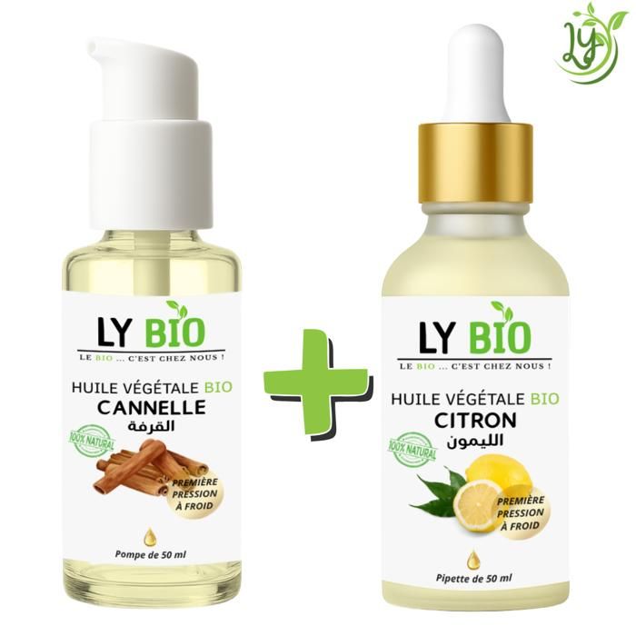 LYBIO PACK HUILE CANNELLE 50ML - POMPE + HUILE CITRON 50ML - PIPETTE