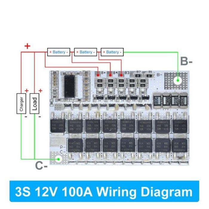 Carte de protection du chargeur de batterie au lithium, BMS 3S 12V 100A