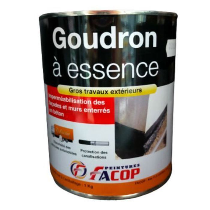 FACOP Imperméabilisation des façades et murs enterrés en béton Goudron à Essence 1kg