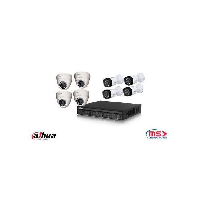 Dahua Pack 8 caméras de surveillance: XVR 8 entrées + 4 cam ext + 4 cam int 2MP 1080P