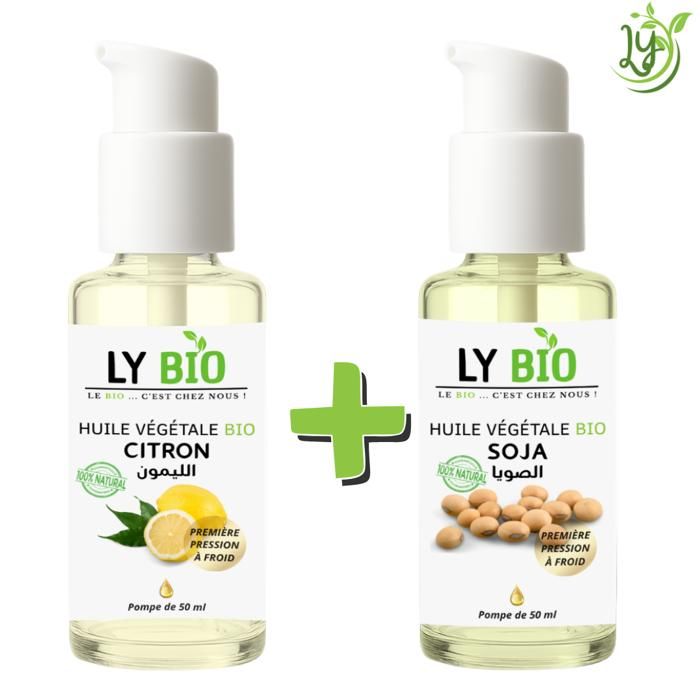 LYBIO PACK HUILE CITRON 50ML - POMPE + HUILE SOJA 50ML - POMPE