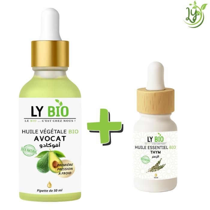 LYBIO PACK HUILE AVOCAT 50ml - PIPETTE + HUILE ESSENTIEL THYM 10ML