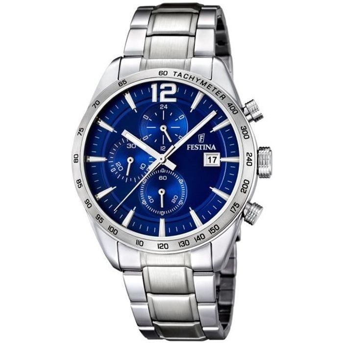 Montre - Festina - F16759/3 - Chronographe - Acier - Étanche 5 Atm - Cadran Bleu
