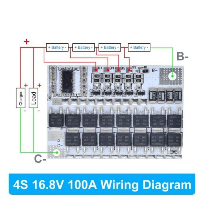Carte de protection du chargeur de batterie au lithium, BMS 4S 16.8V 100A