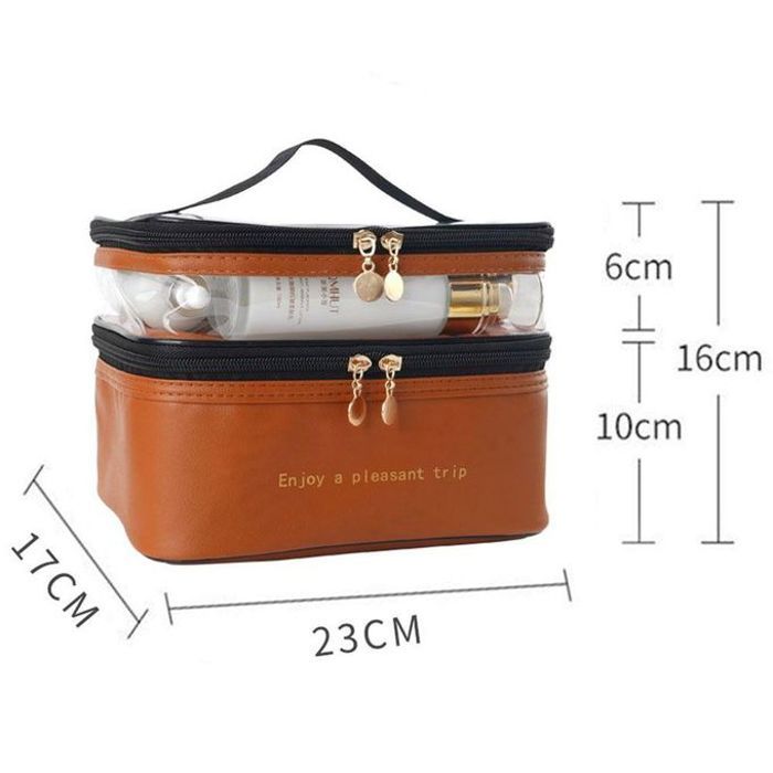 Sac de maquillage de voyage pour femme - Marron